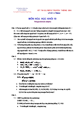 Kỳ thi olympic truyền thống 304 lần IX - Năm 2003 môn Hóa học khối 10